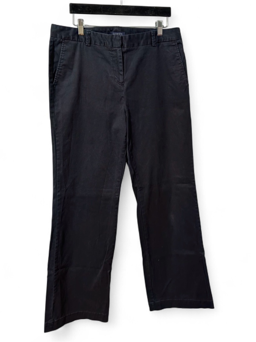 Lands’ End Black Fit 2 Straight Leg Chino trouser Pants 12
